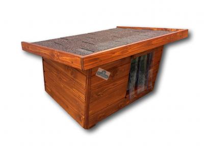 50X70 hőszigetelt kutyaház lapos tetős hőfüggönnyel0