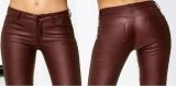 Szexi Faux bőr gombos sliccelt testhez simuló női klub nadrág2