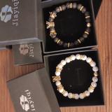 Queen King páros ásvány gyöngy karkötő