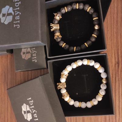 Queen King páros ásvány gyöngy karkötő0