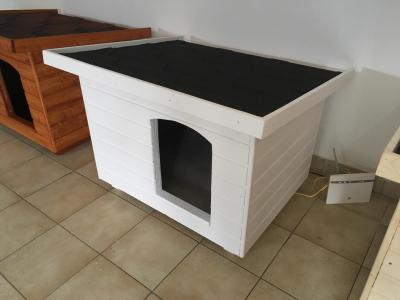 80X100 hőszigetelt kutyaház lapos tetős fehér-antarcid0
