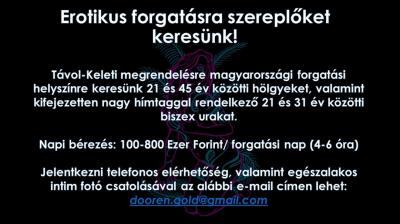 Felnőtt film forgatásra keresünk szereplőket!0