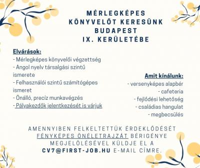 Mérlegképes könyvelőt keresünk Budapest IX. kerületébe0