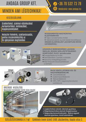 Légtechnika, nagykonyha szellőzés, elszívóernyő gyártás, ipari ventilá0