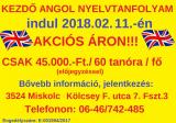 KEZDŐ ANGOL NYELVTANFOLYAM INDUL 2018.02.11.-én CSAK 45.000.-Ft./fő el